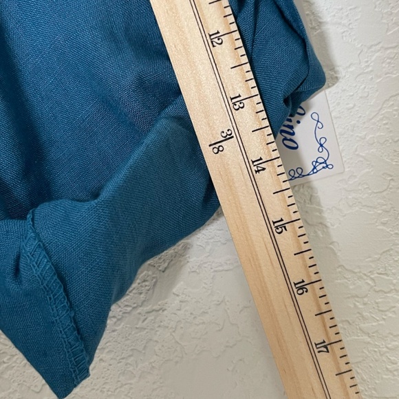 Made In Italy 100% Linen NWT Roll Tab Draped Open Long Overlay One Size Blue - Picture 11 of 14